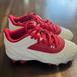 Under Armour Kids Red and White Cleats
